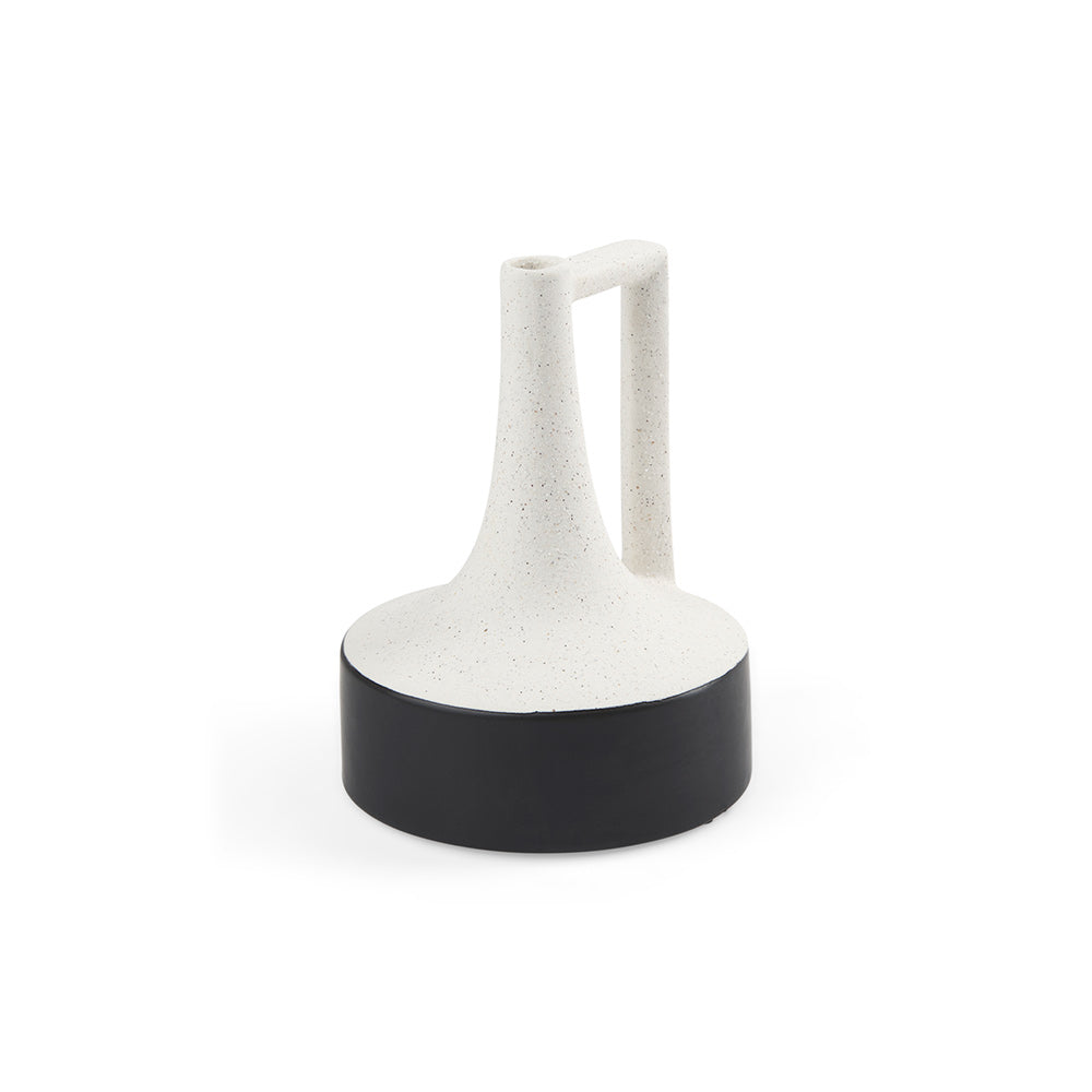 Mercana - Burton 8.3H Small White and Black Ceramic Jug Vase - 69648 view 1