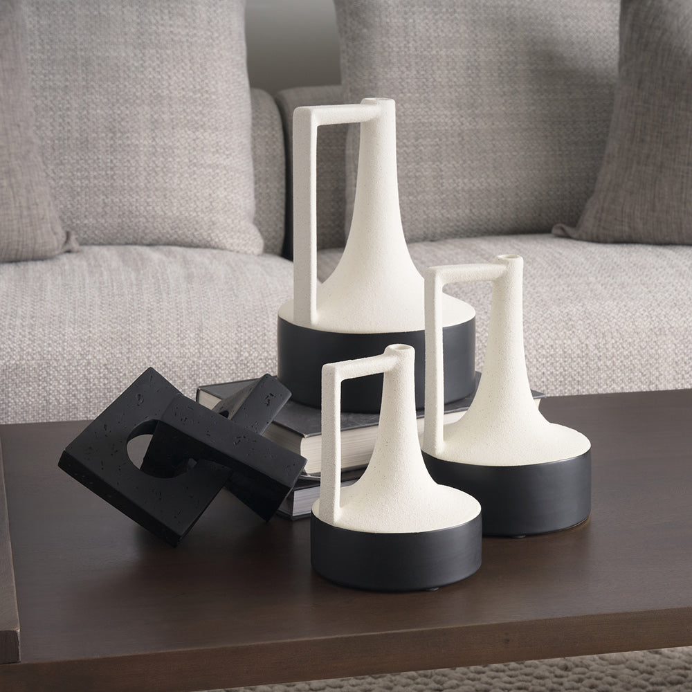 Mercana - Burton 8.3H Small White and Black Ceramic Jug Vase - 69648 view 13