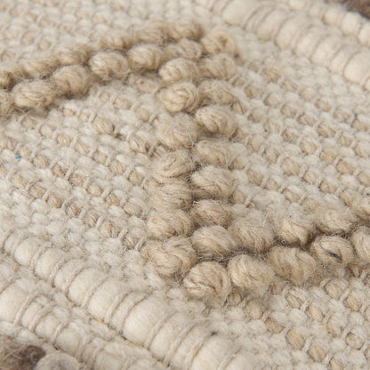 Mercana - Caela Beige/Brown Wool, Cotton and Felt Popcorn Stitch Square Pouf - 67585 view 9
