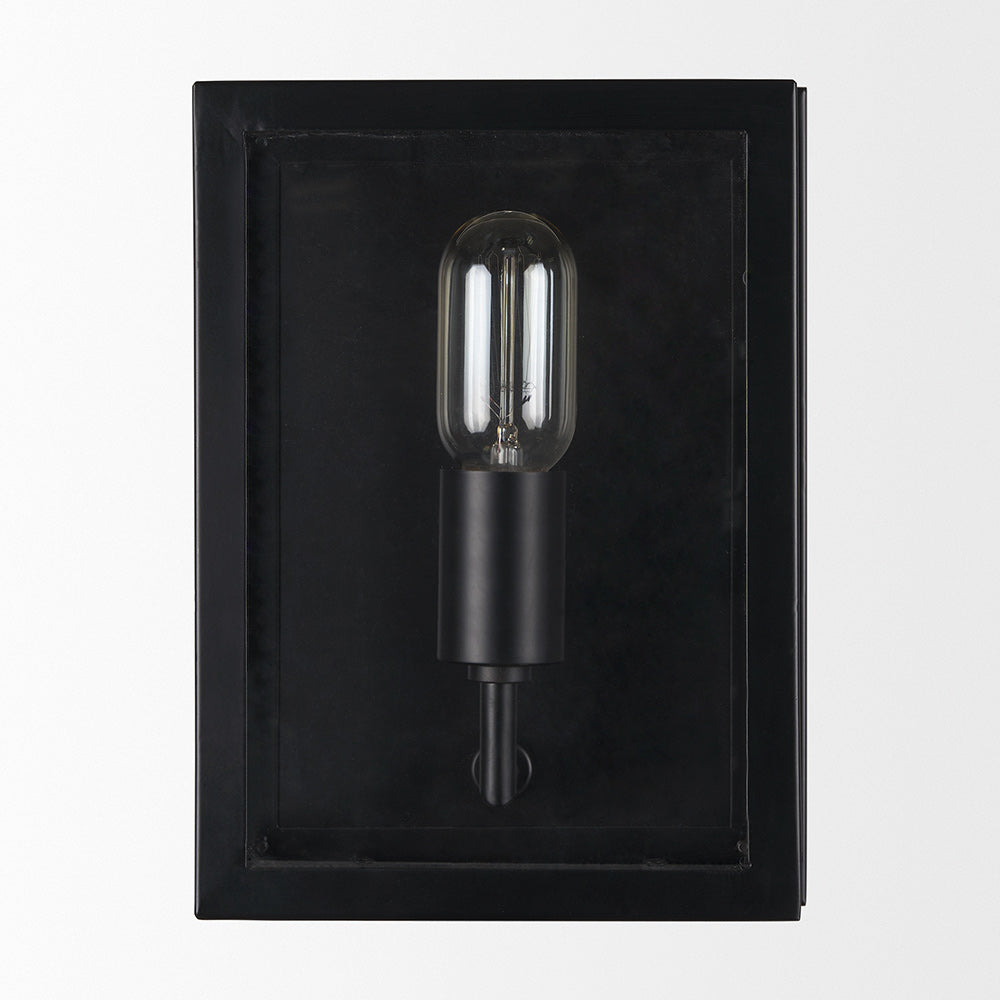 Mercana - Cairn Matte Black Metal w/ Glass 1-Light Wall Sconce - 70447_CLOSEOUT view 2