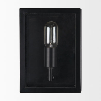 Mercana - Cairn Matte Black Metal w/ Glass 1-Light Wall Sconce - 70447_CLOSEOUT view 2
