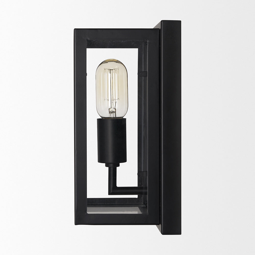 Mercana - Cairn Matte Black Metal w/ Glass 1-Light Wall Sconce - 70447_CLOSEOUT view 3