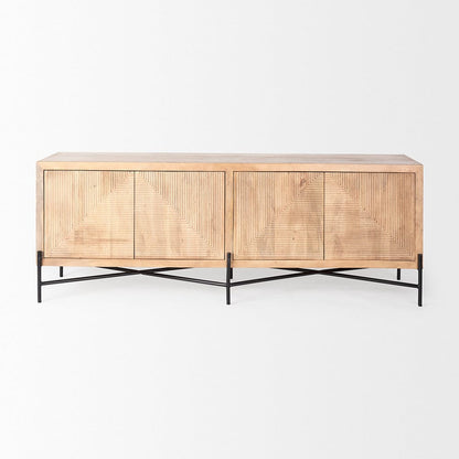 Mercana - Cairo 78x19 Brown Solid Wood Black Metal Base 4 Door Cabinet Sideboard - 68514 view 2