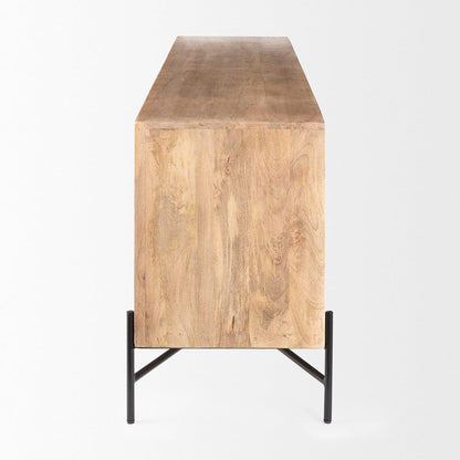 Mercana - Cairo 78x19 Brown Solid Wood Black Metal Base 4 Door Cabinet Sideboard - 68514 view 3