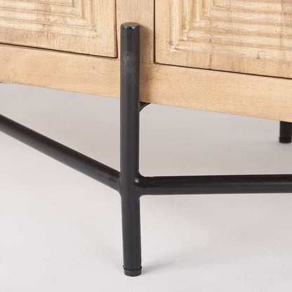 Mercana - Cairo 78x19 Brown Solid Wood Black Metal Base 4 Door Cabinet Sideboard - 68514 view 9