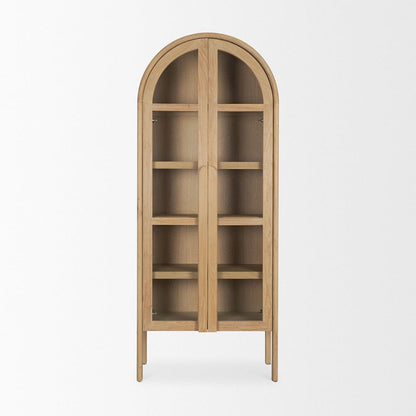 Mercana - Callum Light Brown Elm Wood w/ Glass Doors Arched Curio Cabinet - 70860 view 2