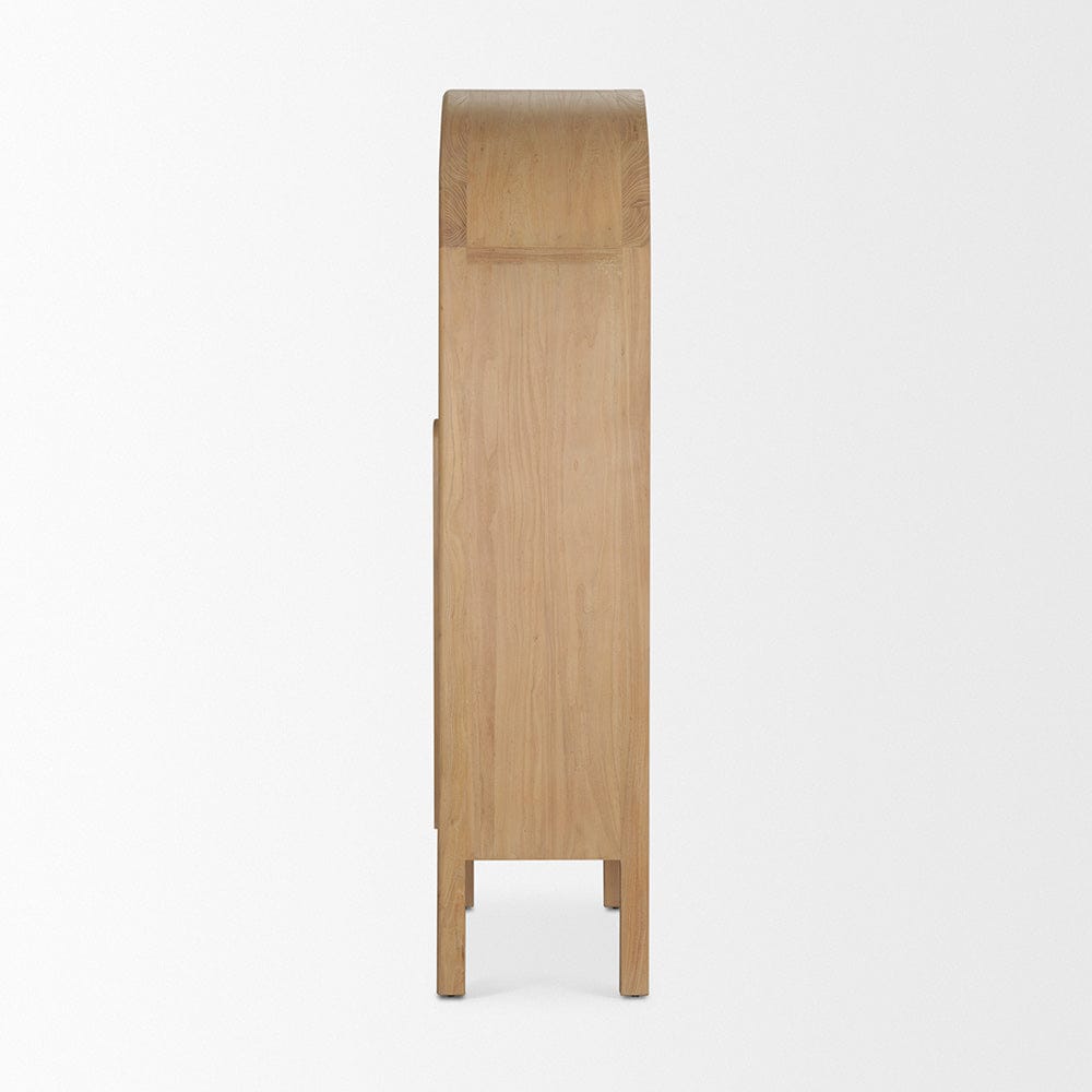 Mercana - Callum Light Brown Elm Wood w/ Glass Doors Arched Curio Cabinet - 70860 view 3