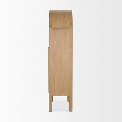 Mercana - Callum Light Brown Elm Wood w/ Glass Doors Arched Curio Cabinet - 70860 view 3