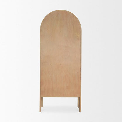 Mercana - Callum Light Brown Elm Wood w/ Glass Doors Arched Curio Cabinet - 70860 view 4