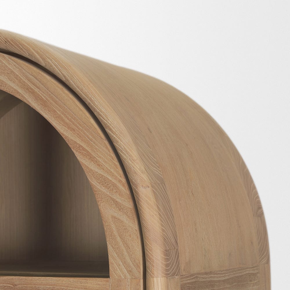 Mercana - Callum Light Brown Elm Wood w/ Glass Doors Arched Curio Cabinet - 70860 view 7