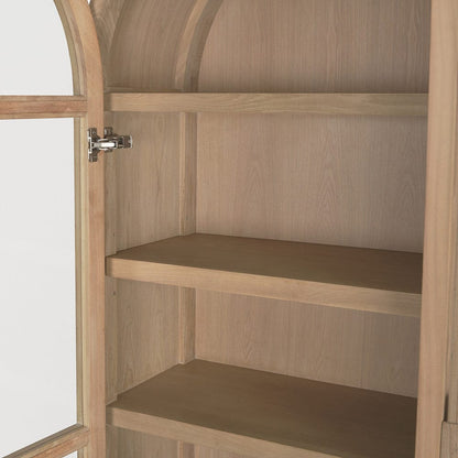 Mercana - Callum Light Brown Elm Wood w/ Glass Doors Arched Curio Cabinet - 70860 view 9