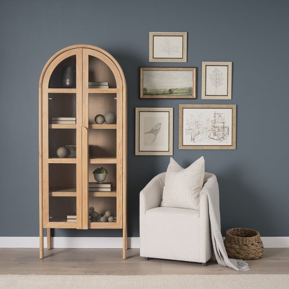Mercana - Callum Light Brown Elm Wood w/ Glass Doors Arched Curio Cabinet - 70860 view 12