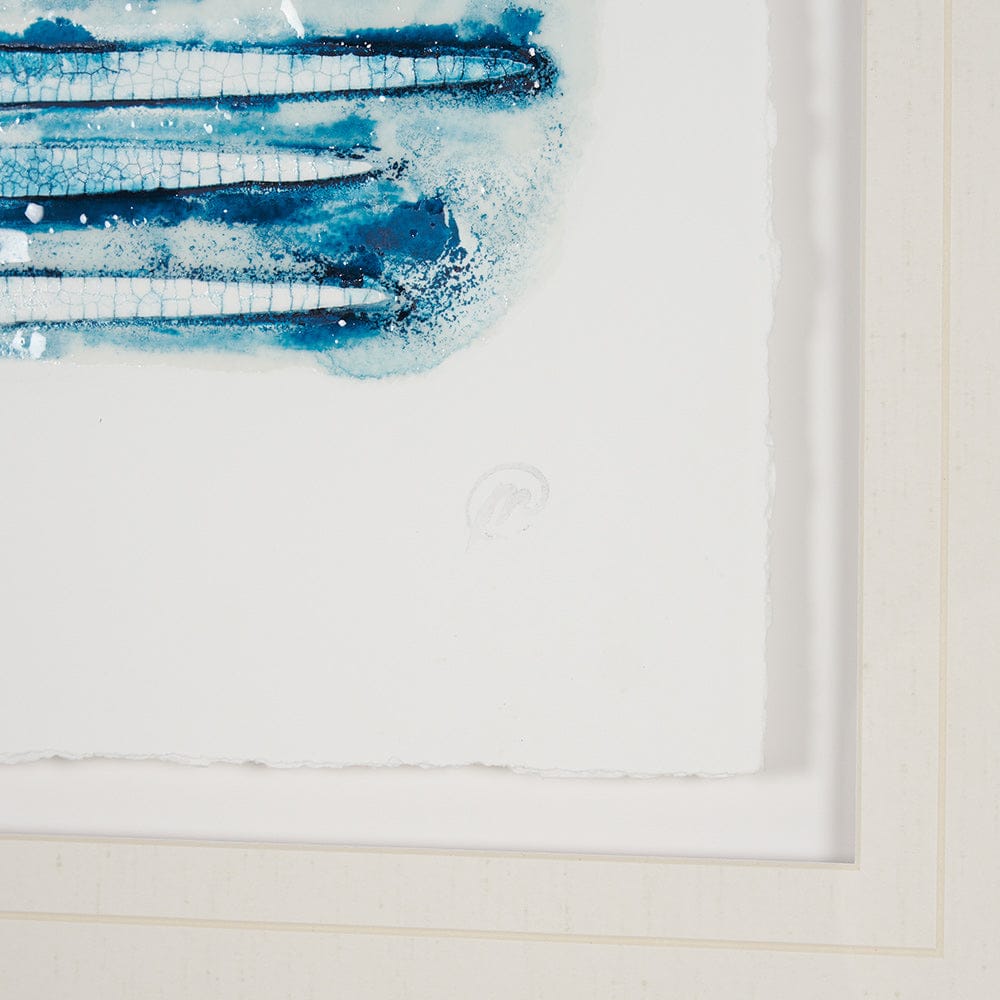 Mercana - Calm River Blue I by Studio M a handmade Original Framed Artwork under Glass - 15013 view 6