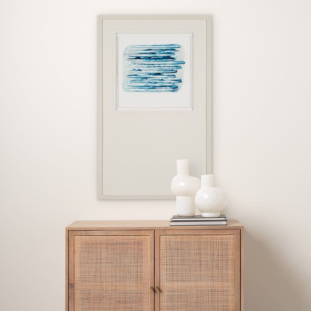 Mercana - Calm River Blue I by Studio M a handmade Original Framed Artwork under Glass - 15013 view 8