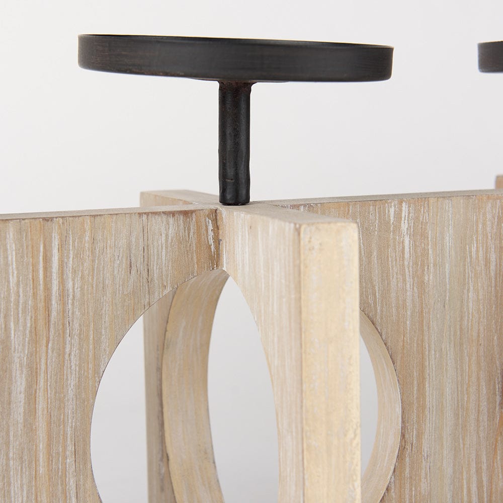 Mercana - Cambie 29.0L x 6.0W x 9.0H Natural Wood W/Black Metal Candle Holders - 69733_CLOSEOUT view 6