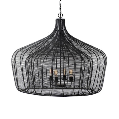 Mercana - Camila 40"x31" Black Metal Mesh-Style Four Bulb Chandelier - 67308 view 1