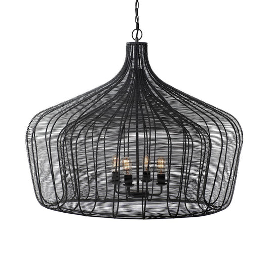 Mercana - Camila 40"x31" Black Metal Mesh-Style Four Bulb Chandelier - 67308 view 1