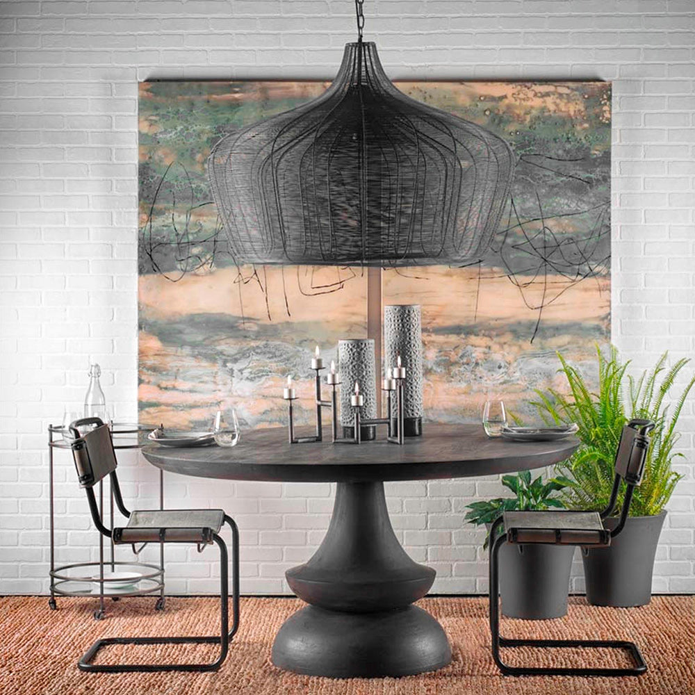 Mercana - Camila 40"x31" Black Metal Mesh-Style Four Bulb Chandelier - 67308 view 2