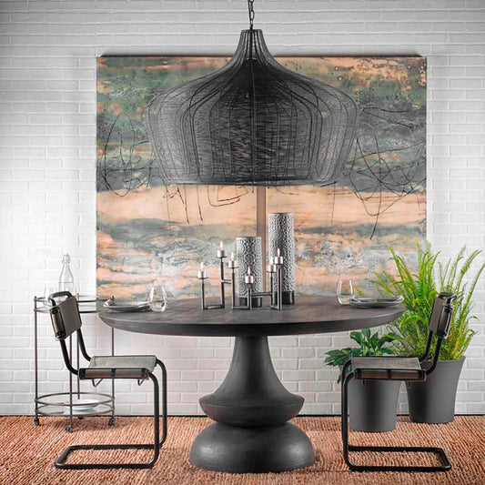 Mercana - Camila 40"x31" Black Metal Mesh-Style Four Bulb Chandelier - 67308 view 2