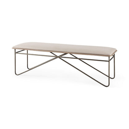 Mercana - Camille 55.5L x 16.0W x 17.0H Cream Fabric Seat W/ Metal Frame Bench - 69372 view 1