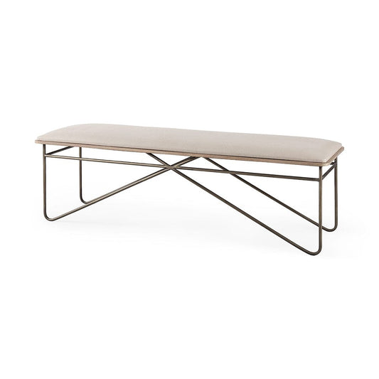 Mercana - Camille 55.5L x 16.0W x 17.0H Cream Fabric Seat W/ Metal Frame Bench - 69372 view 1