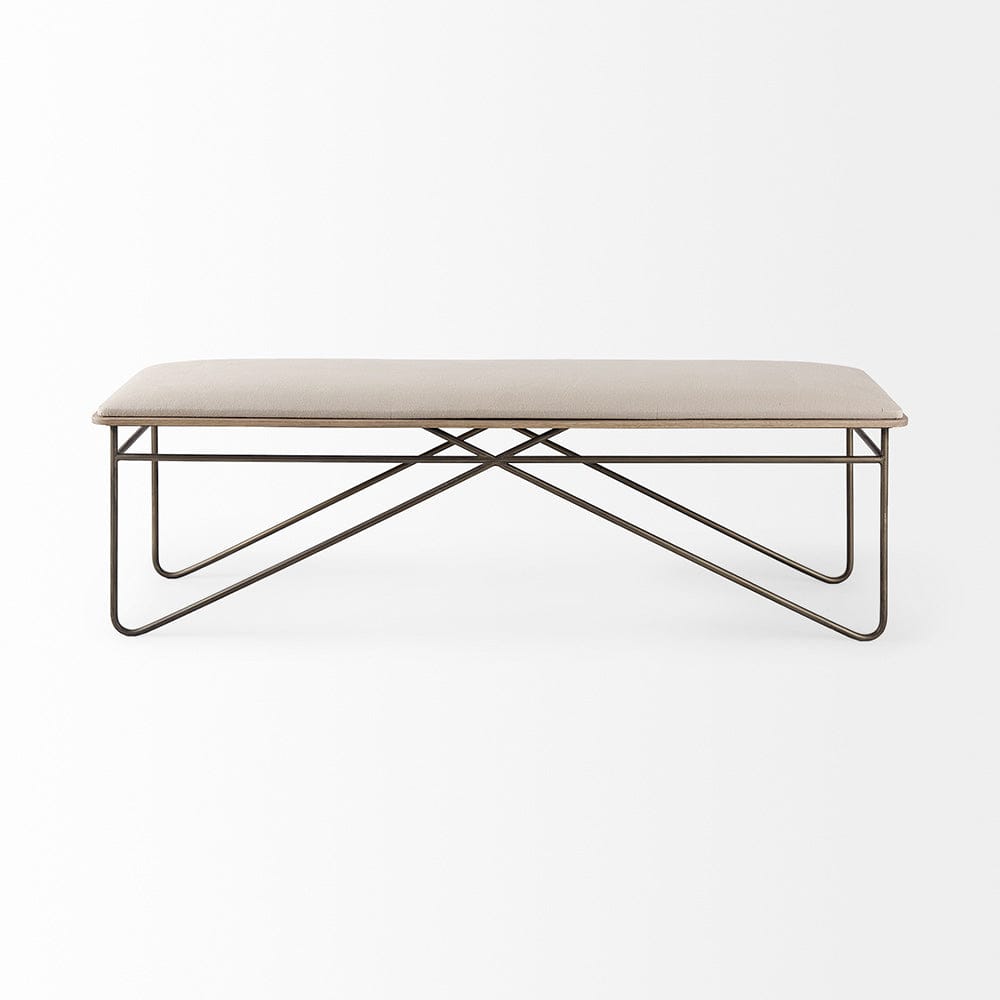 Mercana - Camille 55.5L x 16.0W x 17.0H Cream Fabric Seat W/ Metal Frame Bench - 69372 view 2