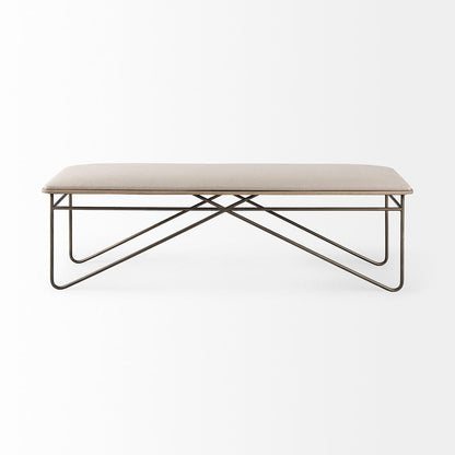 Mercana - Camille 55.5L x 16.0W x 17.0H Cream Fabric Seat W/ Metal Frame Bench - 69372 view 2