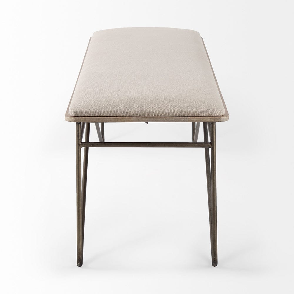 Mercana - Camille 55.5L x 16.0W x 17.0H Cream Fabric Seat W/ Metal Frame Bench - 69372 view 3