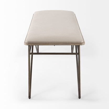 Mercana - Camille 55.5L x 16.0W x 17.0H Cream Fabric Seat W/ Metal Frame Bench - 69372 view 3