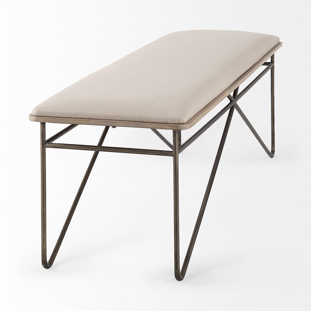 Mercana - Camille 55.5L x 16.0W x 17.0H Cream Fabric Seat W/ Metal Frame Bench - 69372 view 4