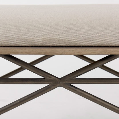 Mercana - Camille 55.5L x 16.0W x 17.0H Cream Fabric Seat W/ Metal Frame Bench - 69372 view 7