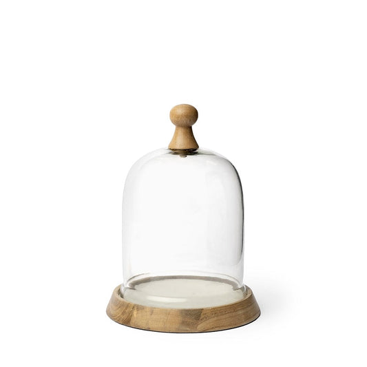Mercana - Campana I Small Wooden/White Marble Base Glass Cloche - 68154_CLOSEOUT view 1