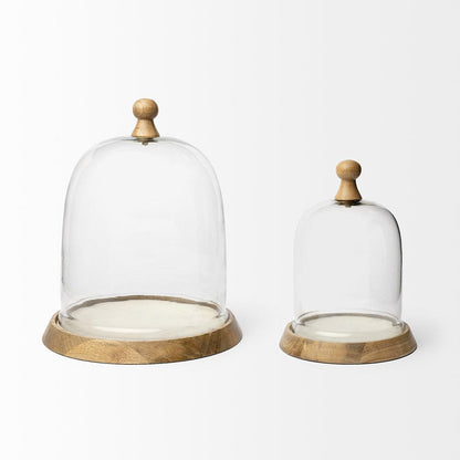 Mercana - Campana I Small Wooden/White Marble Base Glass Cloche - 68154_CLOSEOUT view 2