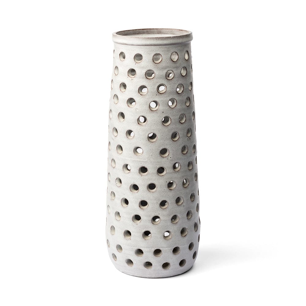 Mercana - Canasta Large Rustic White Ceramic Decorative Vase - 68105 view 1