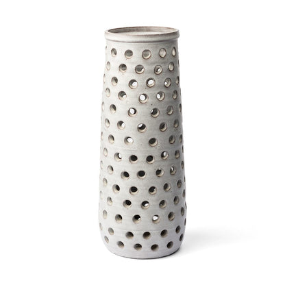 Mercana - Canasta Large Rustic White Ceramic Decorative Vase - 68105 view 1