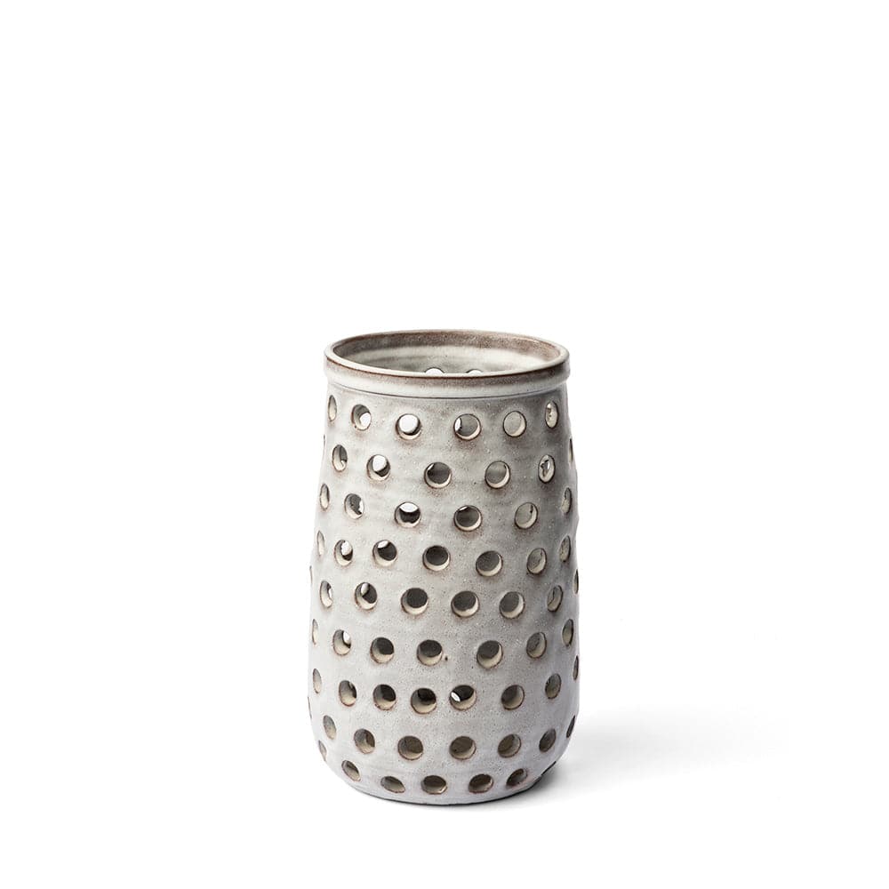 Mercana - Canasta Small Rustic White Ceramic Cylindrical Vase - 68104 view 1