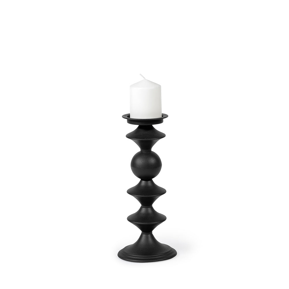 Mercana - Candelero I Small Black Metal Grooved Table Candle Holder - 68558 view 1