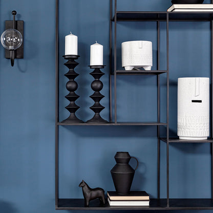 Mercana - Candelero I Small Black Metal Grooved Table Candle Holder - 68558 view 3