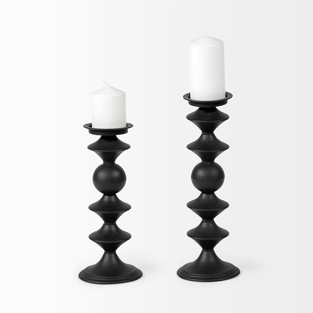 Mercana - Candelero I Small Black Metal Grooved Table Candle Holder - 68558 view 4