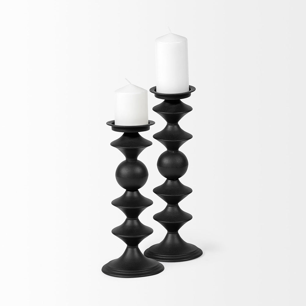 Mercana - Candelero I Small Black Metal Grooved Table Candle Holder - 68558 view 5