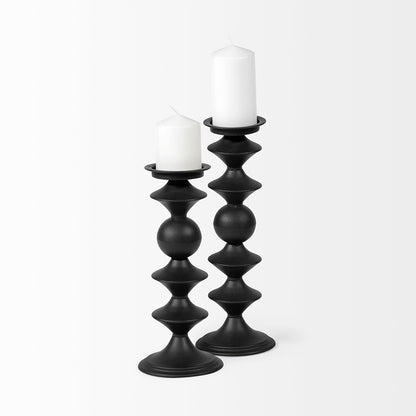 Mercana - Candelero I Small Black Metal Grooved Table Candle Holder - 68558 view 5