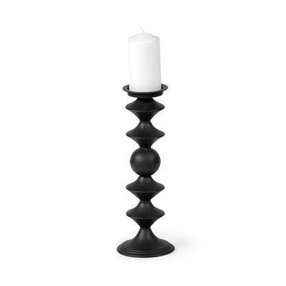 Mercana - Candelero II Large Black Metal Grooved Table Candle Holder - 68559 view 1