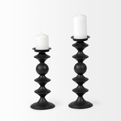 Mercana - Candelero II Large Black Metal Grooved Table Candle Holder - 68559 view 4