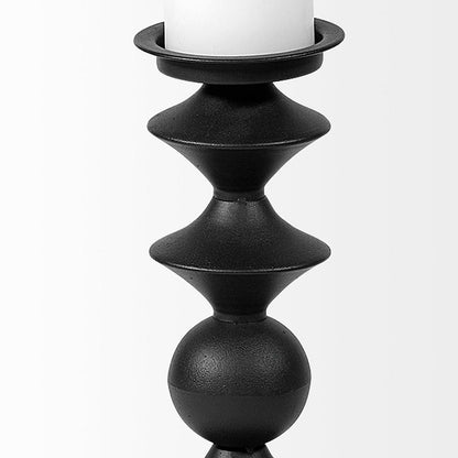 Mercana - Candelero II Large Black Metal Grooved Table Candle Holder - 68559 view 6