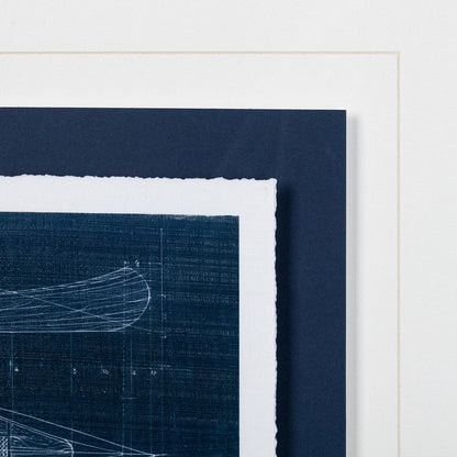 Mercana - Canoe Blueprint by Dayna a Hand Embellished Textured Framed Art Print Matted under Glass - 13723 view 6