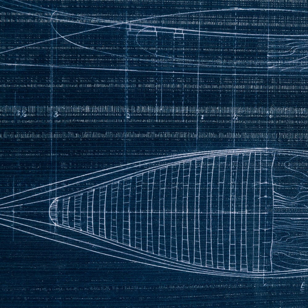 Mercana - Canoe Blueprint by Dayna a Hand Embellished Textured Framed Art Print Matted under Glass - 13723 view 7