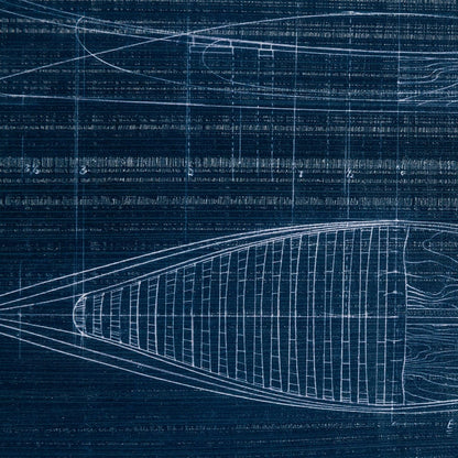 Mercana - Canoe Blueprint by Dayna a Hand Embellished Textured Framed Art Print Matted under Glass - 13723 view 7
