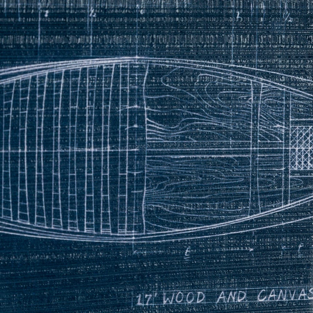 Mercana - Canoe Blueprint by Dayna a Hand Embellished Textured Framed Art Print Matted under Glass - 13723 view 8