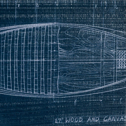 Mercana - Canoe Blueprint by Dayna a Hand Embellished Textured Framed Art Print Matted under Glass - 13723 view 8