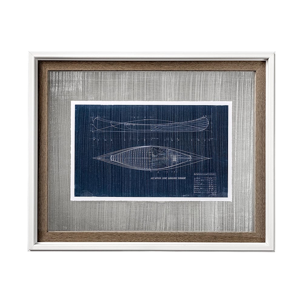 Mercana - Canoe Blueprint by Dayna a Hand Embellished Textured Framed Art Print Matted under Glass - 13725 view 1